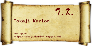 Tokaji Karion névjegykártya